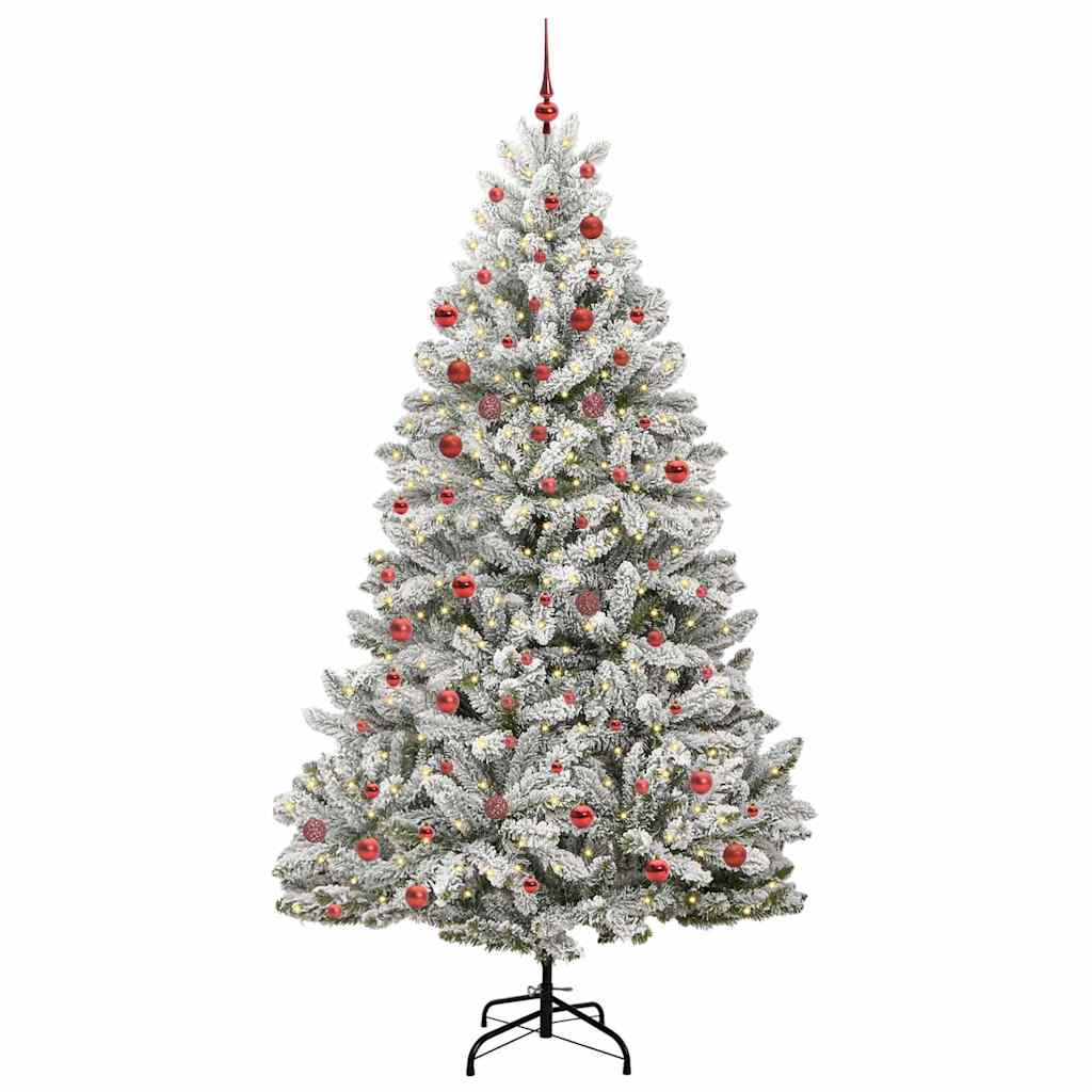 árvore de natal - pinheiro de natal artificial verde e branco 210 cm pvc e metal