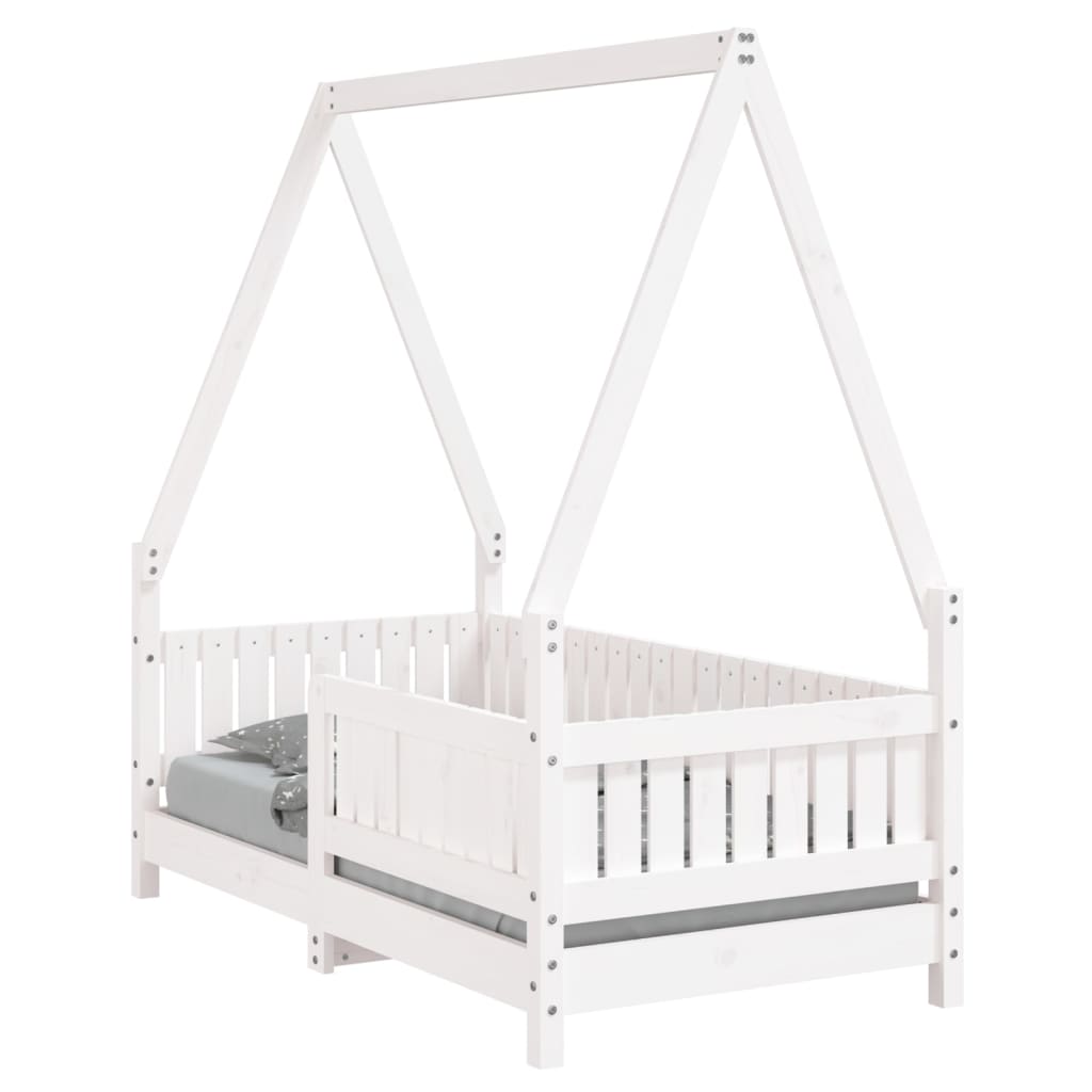 Vidaxl estrutura de cama infantil 70x140 cm pinho maciço branco