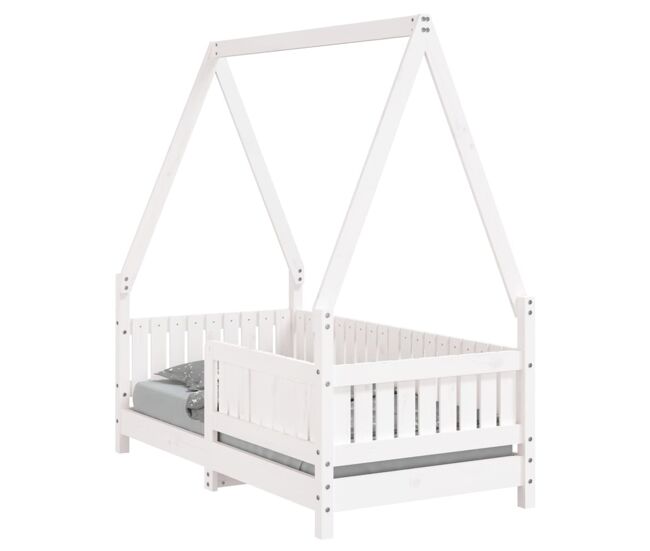 Vidaxl estrutura de cama infantil 70x140 cm pinho maciço branco