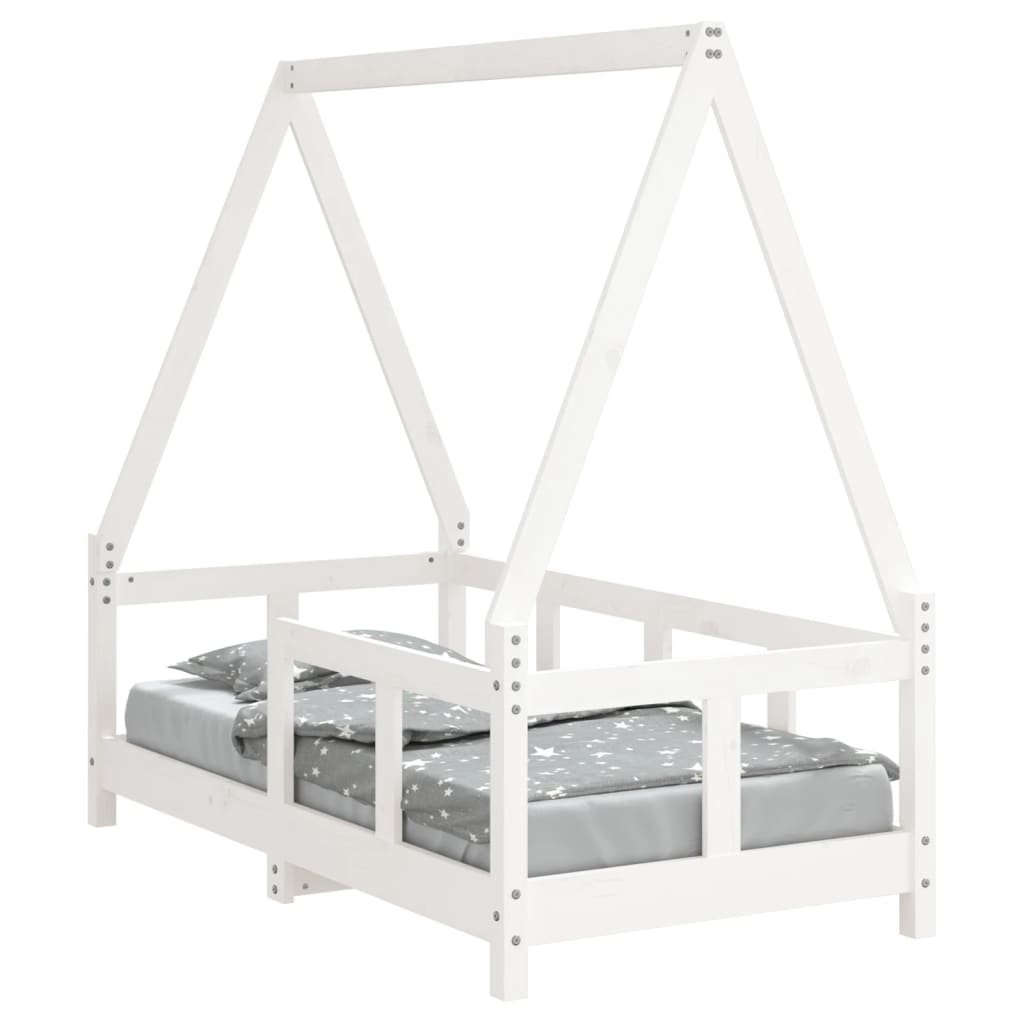 Vidaxl estrutura de cama infantil 70x140 cm pinho maciço branco