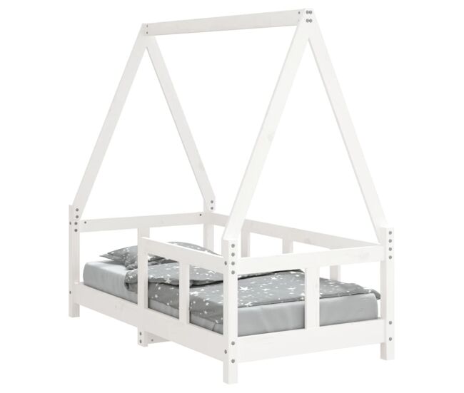 Vidaxl estrutura de cama infantil 70x140 cm pinho maciço branco