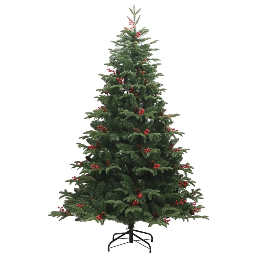 árvore de natal - pinheiro de natal artificial articulada c/ pinhas e bagas 180 cm