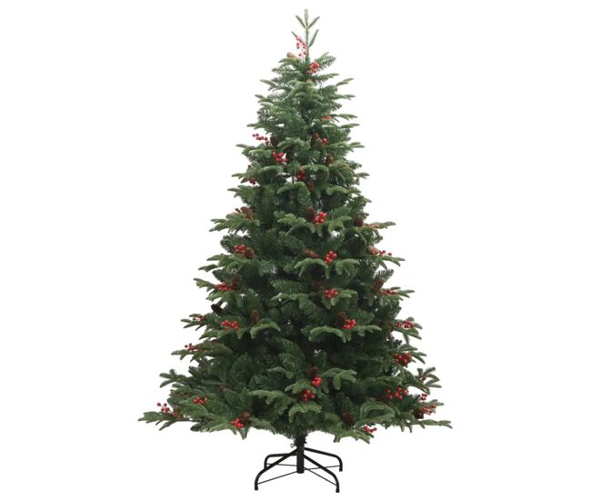 árvore de natal - pinheiro de natal artificial articulada c/ pinhas e bagas 180 cm