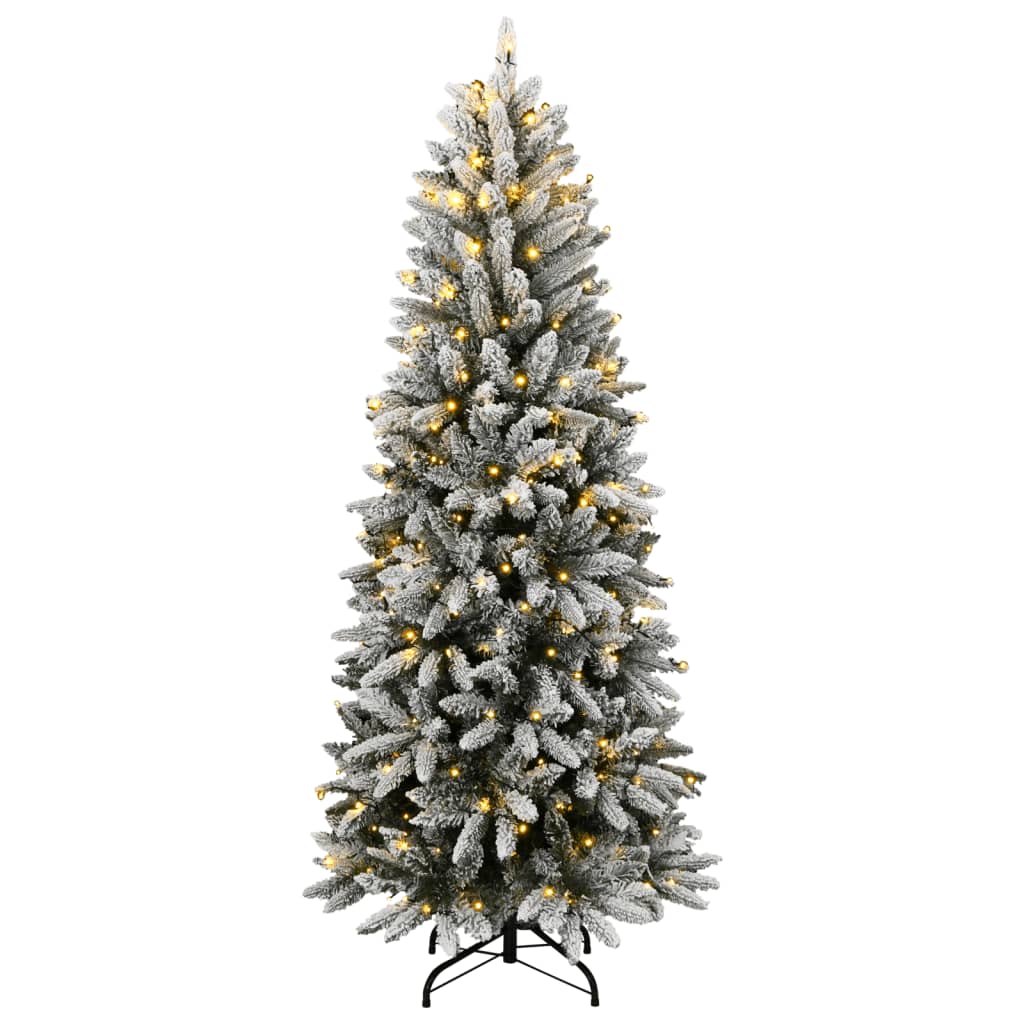 árvore de natal - pinheiro de natal artificial com 150 luzes led e neve 150 cm