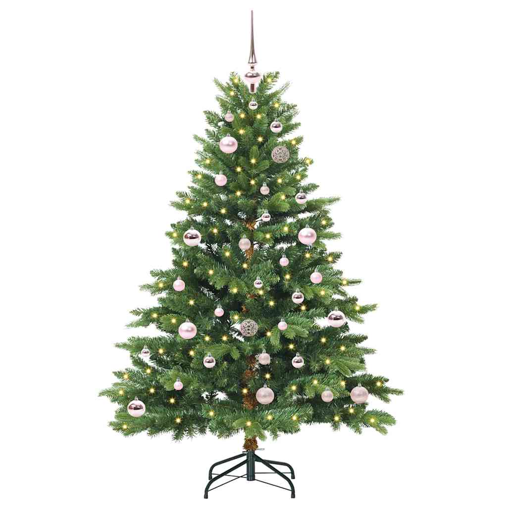 árvore de natal - pinheiro de natal artificial com 150 leds verde 150 cm pe e pvc
