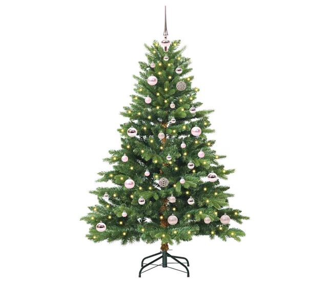 árvore de natal - pinheiro de natal artificial com 150 leds verde 150 cm pe e pvc