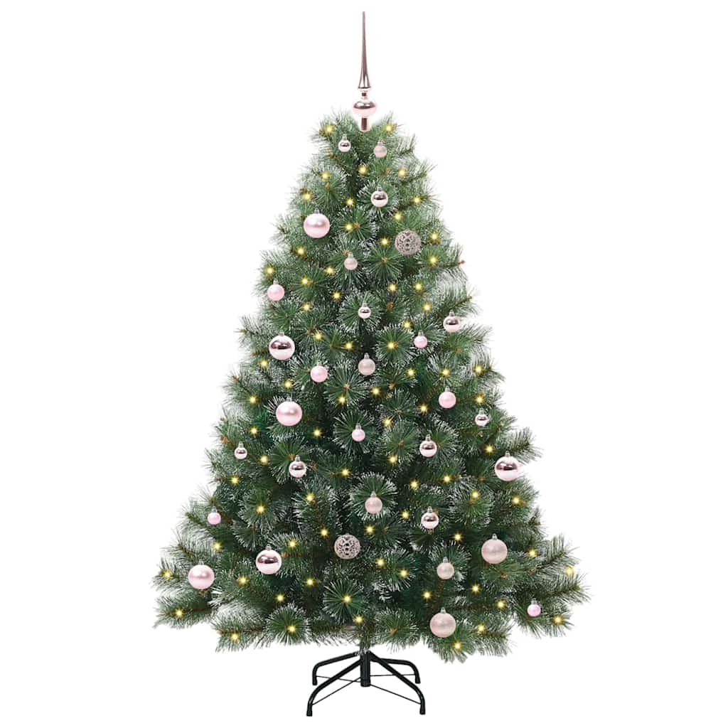 árvore de natal - pinheiro de natal artificial com 150 leds verde 150 cm pe e pvc