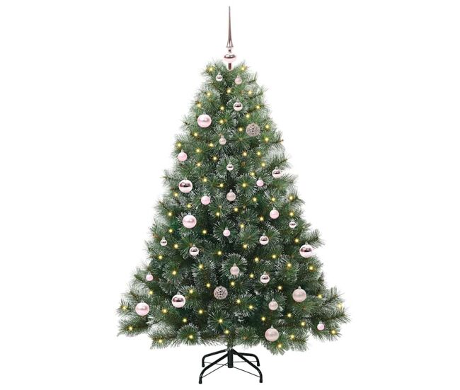 árvore de natal - pinheiro de natal artificial com 150 leds verde 150 cm pe e pvc