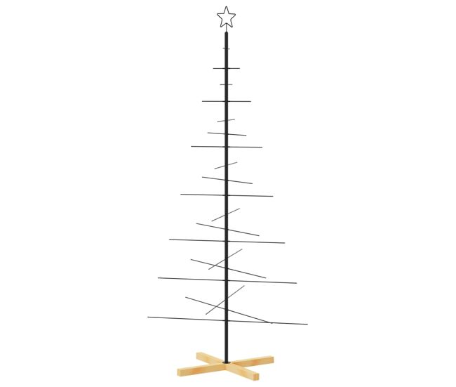 árvore de natal - pinheiro de natal de metal com base em madeira 180 cm preto