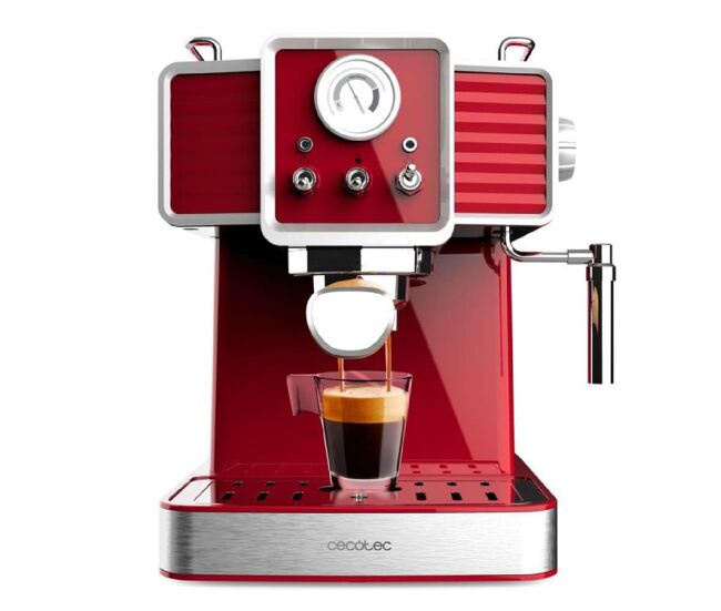 Cecotec máquina de café para café espresso e cappuccino com 20 bares, manómetro e vaporizador orientável.