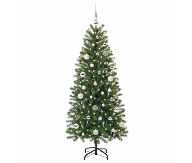 árvore de natal - pinheiro de natal artificial com 150 leds verde 150 cm pe e pvc