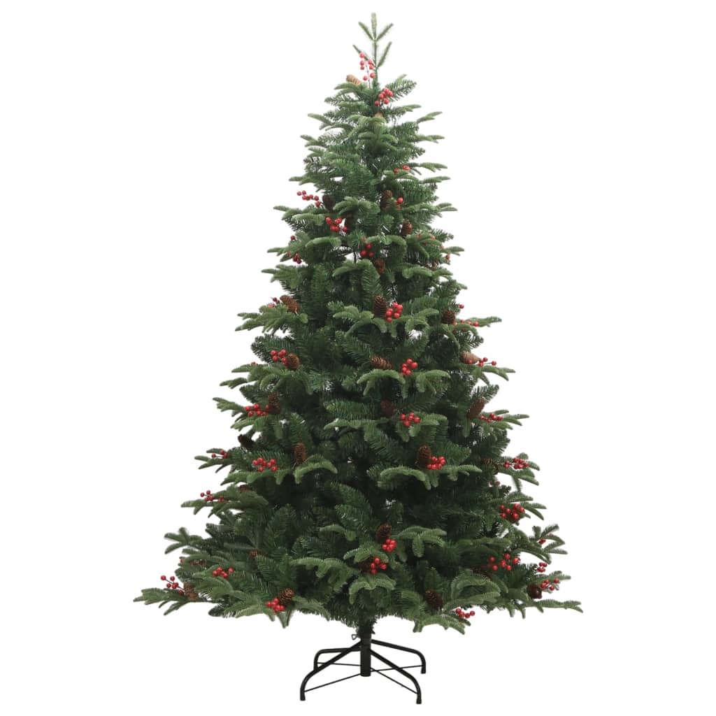 árvore de natal - pinheiro de natal artificial articulada c/ pinhas e bagas 210 cm