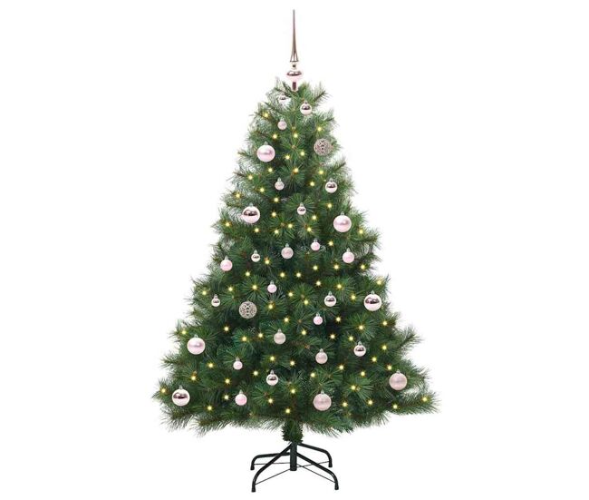 árvore de natal - pinheiro de natal artificial com 150 leds verde 150 cm pe e pvc