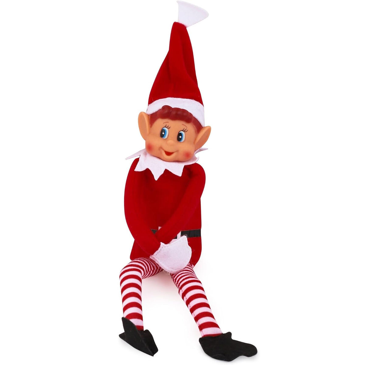 Elfo de Natal Papai Noel Perna Longa Vinil Macio Elfo com Chapéu de Elfo