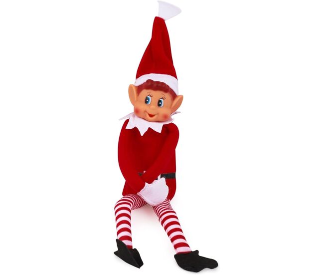 Elfo de natal papai noel perna longa vinil macio elfo com chapéu de elfo 35cm