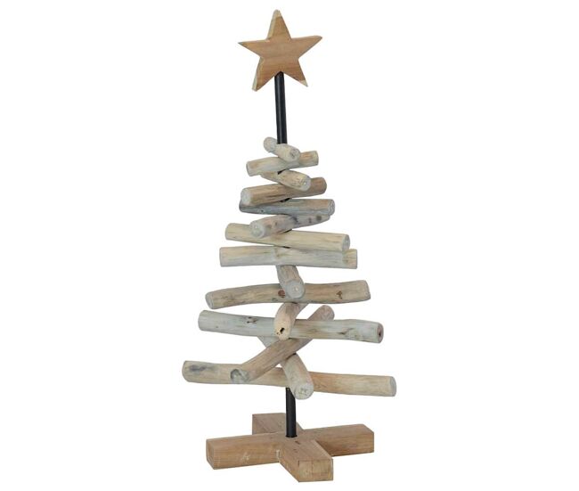 árvore de natal - pinheiro de natal castanho 60 cm madeira de teca maciça