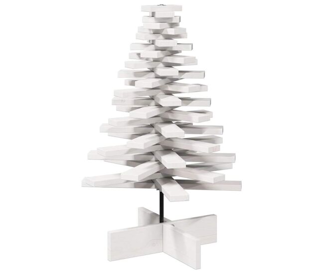árvore natal - pinheiro de natal decorativa 80 cm madeira de pinho maciça branco