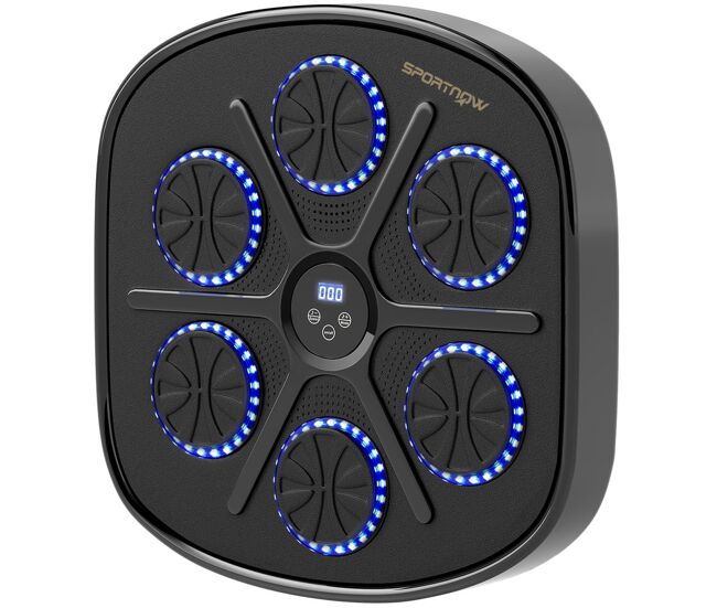 Sportnow máquina de boxe musical com 9 modos de velocidade luvas e conexão bluetooth boxe musical de parede com luzes led para adultos e crianças em