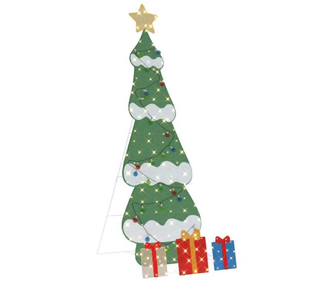 árvore de natal - pinheiro de natal iluminada com 3 caixas de presente 2d branco quente