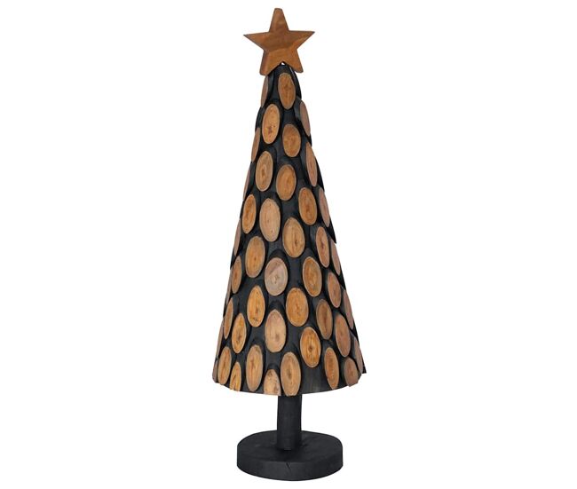 árvore de natal - pinheiro de natal castanho 90 cm madeira de teca maciça