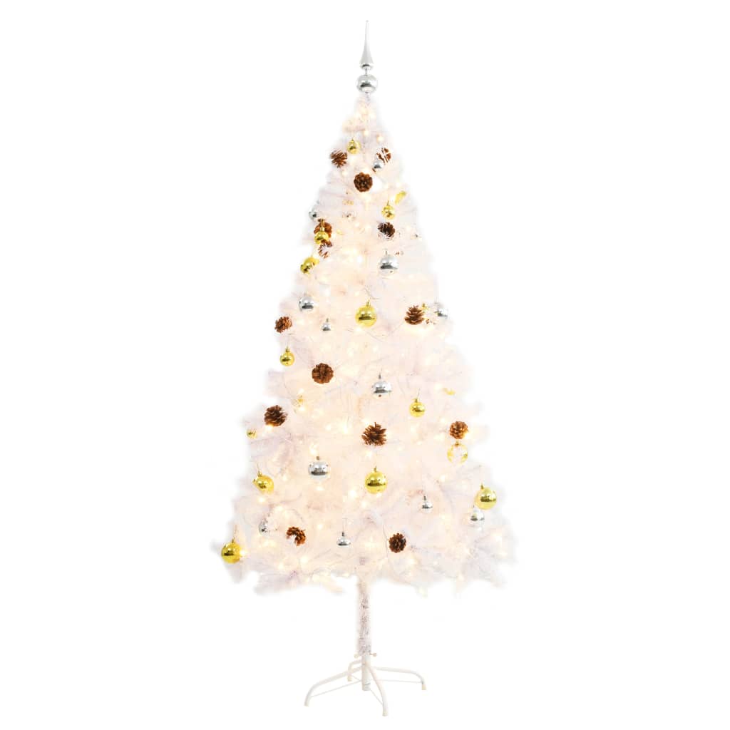 árvore de natal artificial pré-iluminada enfeites 180cm blanc