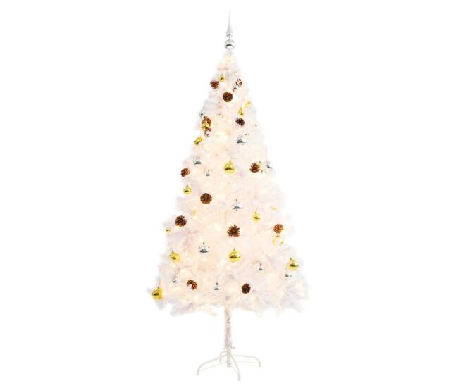 árvore de natal artificial pré-iluminada enfeites 180cm blanc