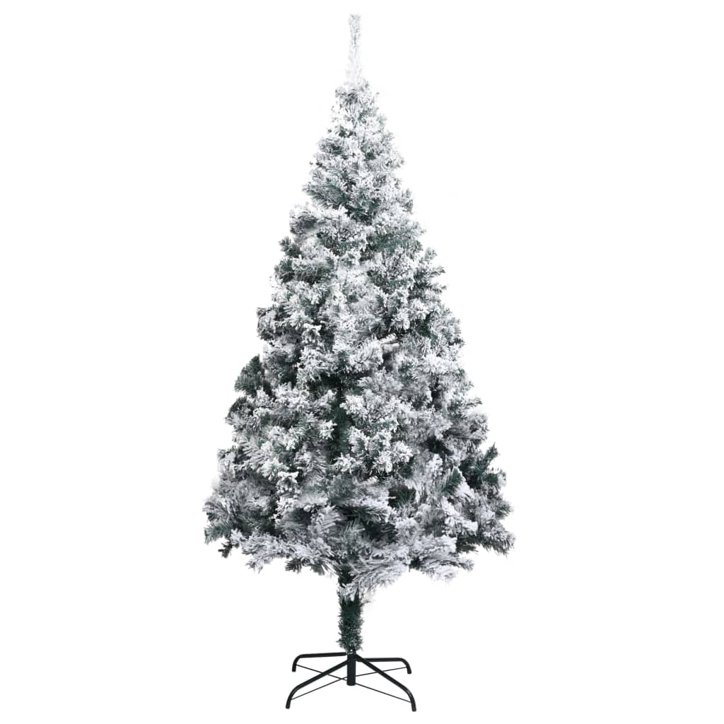 árvore de natal - pinheiro de natal artificial c/ flocos de neve 210 cm pvc verde