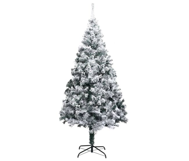 árvore de natal - pinheiro de natal artificial c/ flocos de neve 210 cm pvc verde
