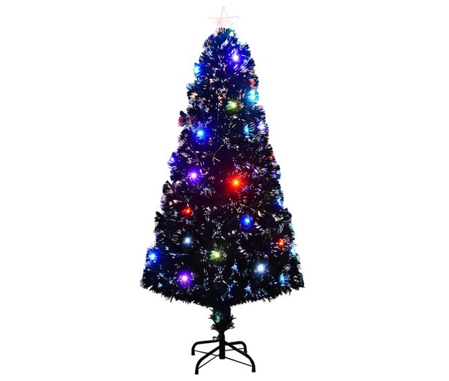 árvore de natal pré-iluminada c/ suporte 150 cm fibra ótica