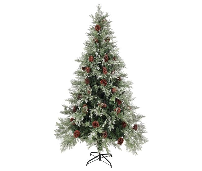 árvore de natal - pinheiro de natal com pinhas 195 cm pvc e pe verde e branco