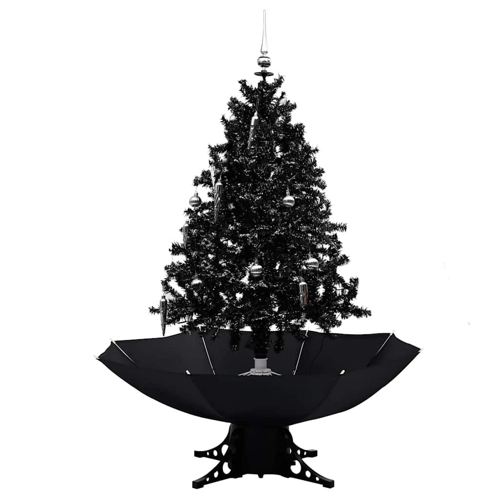 árvore natal c/ neve base formato guarda-chuva 140 cm pvc preto