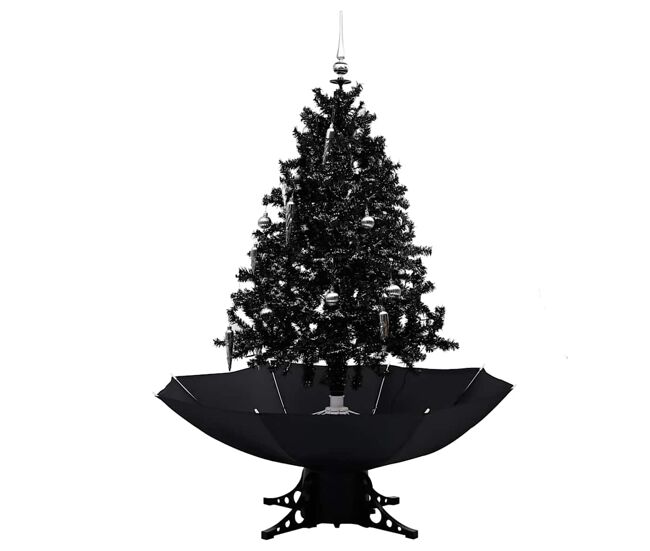 árvore natal c/ neve base formato guarda-chuva 140 cm pvc preto