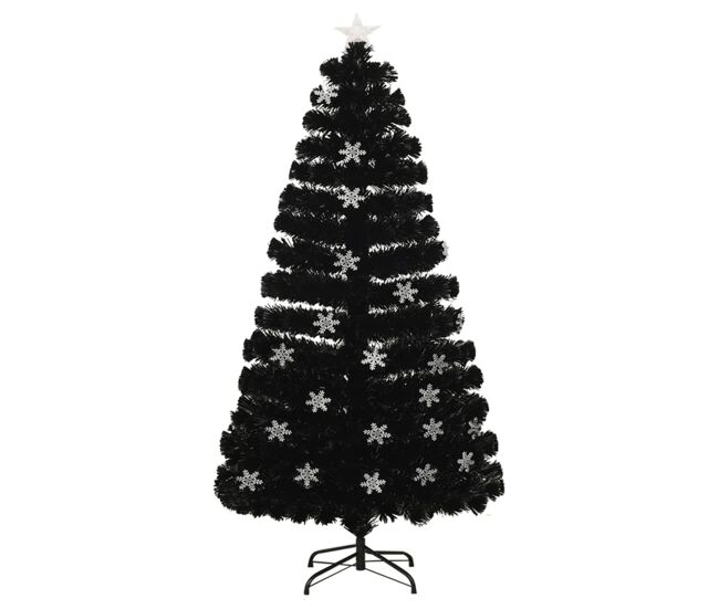 árvore de natal - pinheiro de natal com flocos de neve led 120 cm fibra ótica preto
