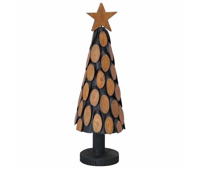 árvore de natal - pinheiro de natal castanho 60 cm madeira de teca maciça