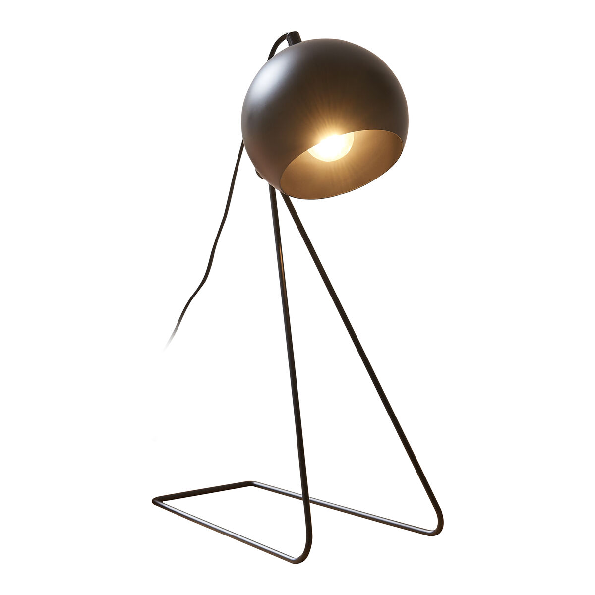 Candeeiro de mesa oldibro abajur esférico metal 45x28x15 cm preto [lux.pro]