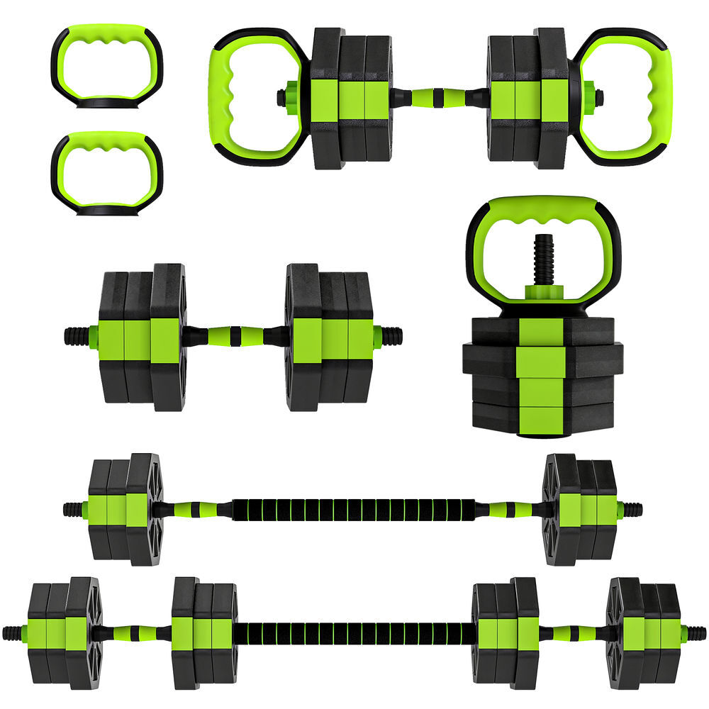 Sportnow conjunto de halteres ajustáveis 4 em 1 20 kg conjunto de pesos utilizado como kettlebell barra halteres ou suporte para flexões equipamento
