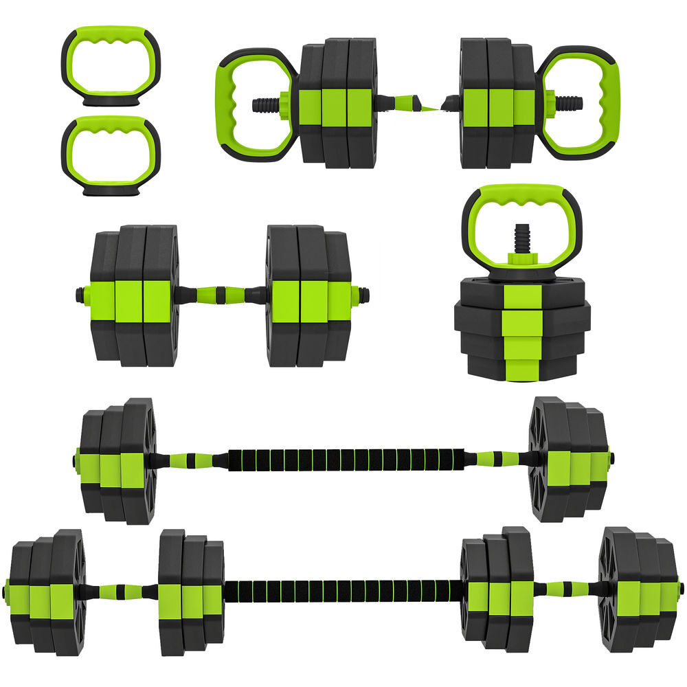 Sportnow conjunto de halteres ajustáveis 4 em 1 25 kg conjunto de pesos utilizado como kettlebell barra halteres ou suporte para flexões equipamento
