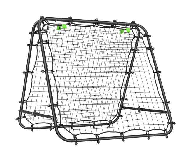Homcom rede de rebote dobrável para treino desportivo ajustável em 5 níveis de ângulo com tubo de aço para futebol ténis e basebol 100x95x90 cm preto