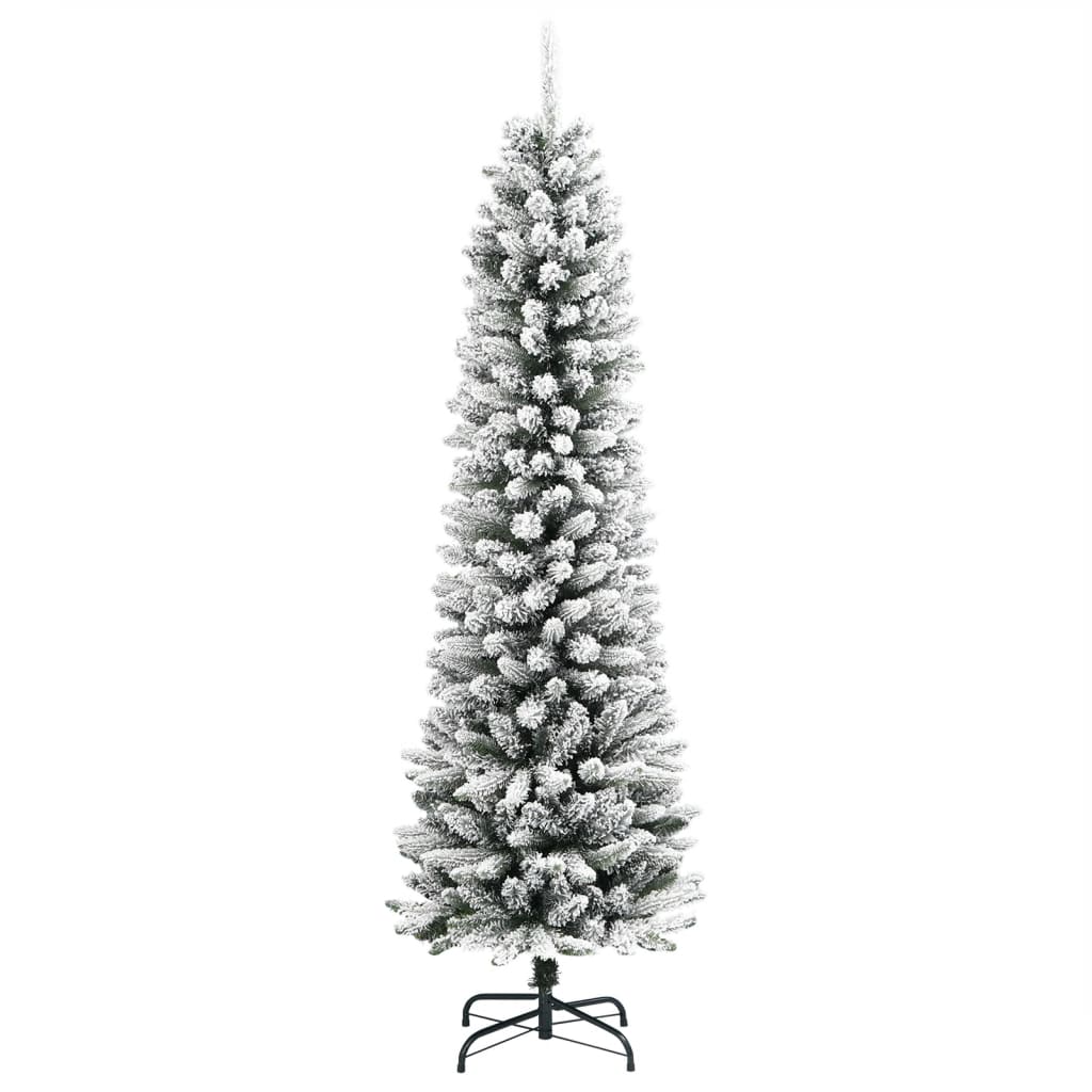 árvore de natal - pinheiro de natal artificial fina com neve pvc e pe 180 cm