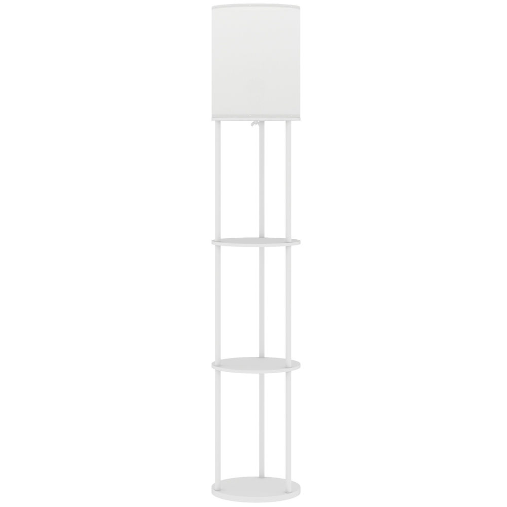 Homcom candeeiro de pé com étagères candeeiro com 3 temperaturas de cor controlo remoto casquilho e27 para sala de estar quarto escritório ø29x158 cm blanc