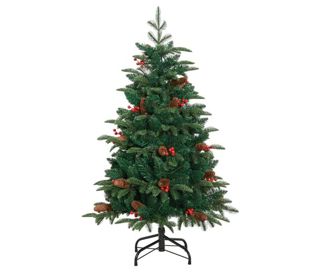 árvore de natal - pinheiro de natal artificial articulada c/ pinhas e bagas 150 cm