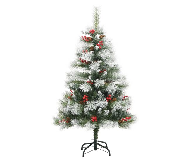 árvore de natal - pinheiro de natal artificial articulada c/ pinhas e bagas 120 cm