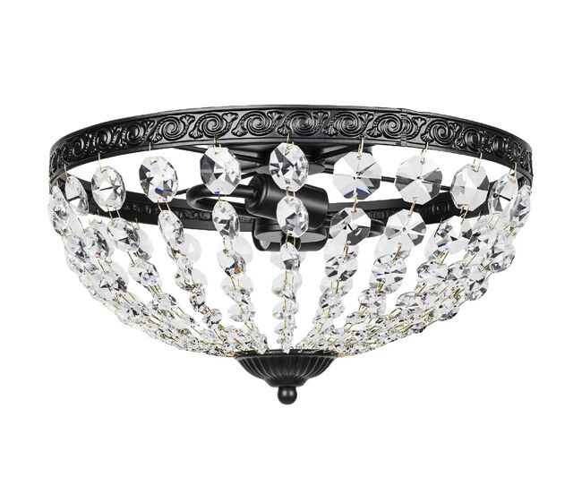 Homcom candeeiro de teto de cristal clássico com 2 suportes e14 40w candeeiro de teto vintage com 168 contas de cristal para quarto sala cozinha e sala de jantar noir