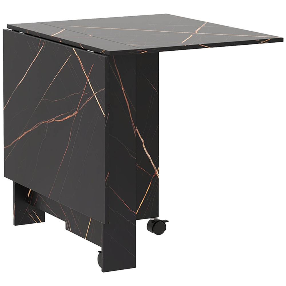 Homcom mesa de sala de jantar dobrável com rodas mesa multifuncional para sala de jantar com 3 formas 120x80x73cm preto