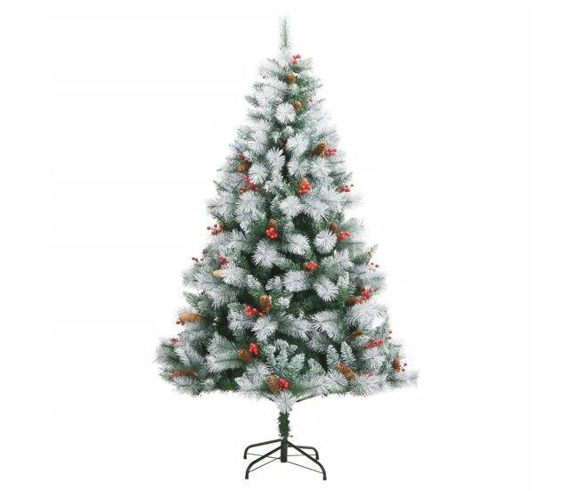 árvore de natal - pinheiro de natal artificial articulada c/ pinhas e bagas 210 cm