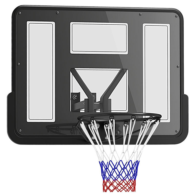 Sportnow tabela de basquetebol de parede painel de basquetebol para interior e exterior com painel inquebrável de 110x75 cm e rede resistente a rasgos