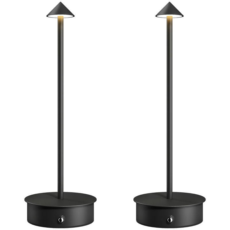 Homcom conjunto de 2 candeeiros de mesa recarregáveis por usb reguláveis com controlo táctil 3000k/4500k/6500k luz led incluída para quarto sala ou