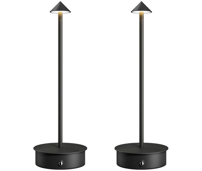 Homcom conjunto de 2 candeeiros de mesa recarregáveis por usb reguláveis com controlo táctil 3000k/4500k/6500k luz led incluída para quarto sala ou