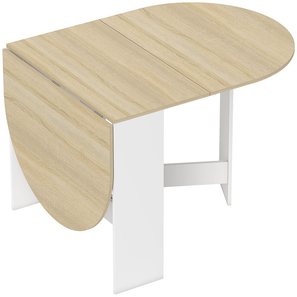 Homcom mesa de cozinha dobrável mesa de jantar dobrável ovalada com laterais abatíveis estilo moderno 163x80x75 cm madeira