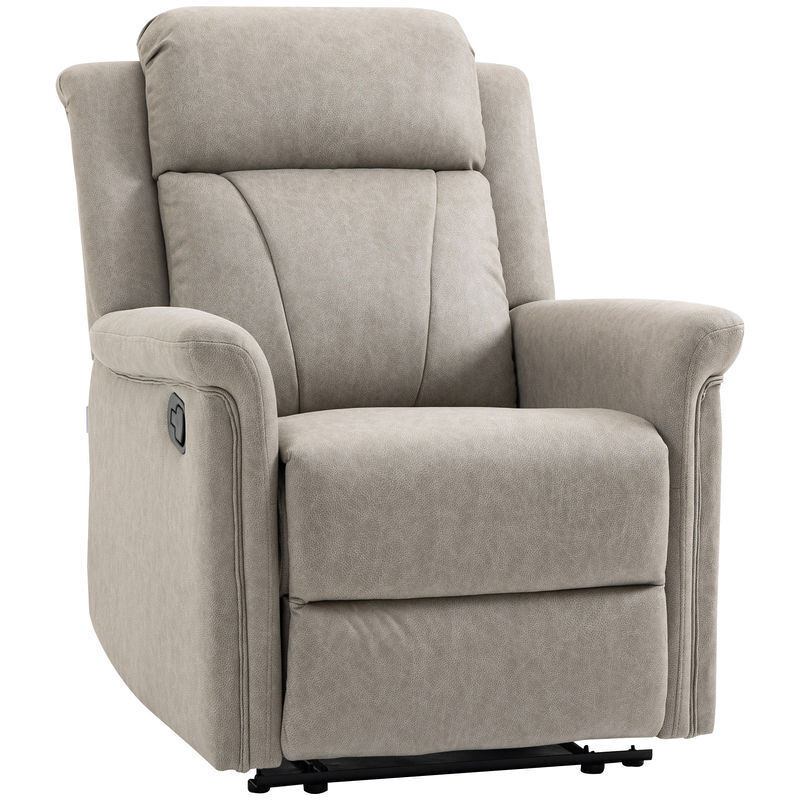 Homcom poltrona relax reclinável manual poltrona relax em tecido com apoios de braço apoio para os pés encosto alto almofadada poltrona reclinável até